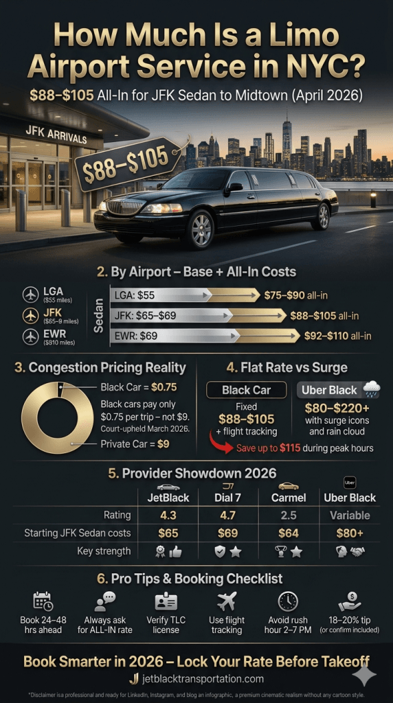 how much is a limo airport service in nyc 2026 cost comparison infographic JFK LGA EWR