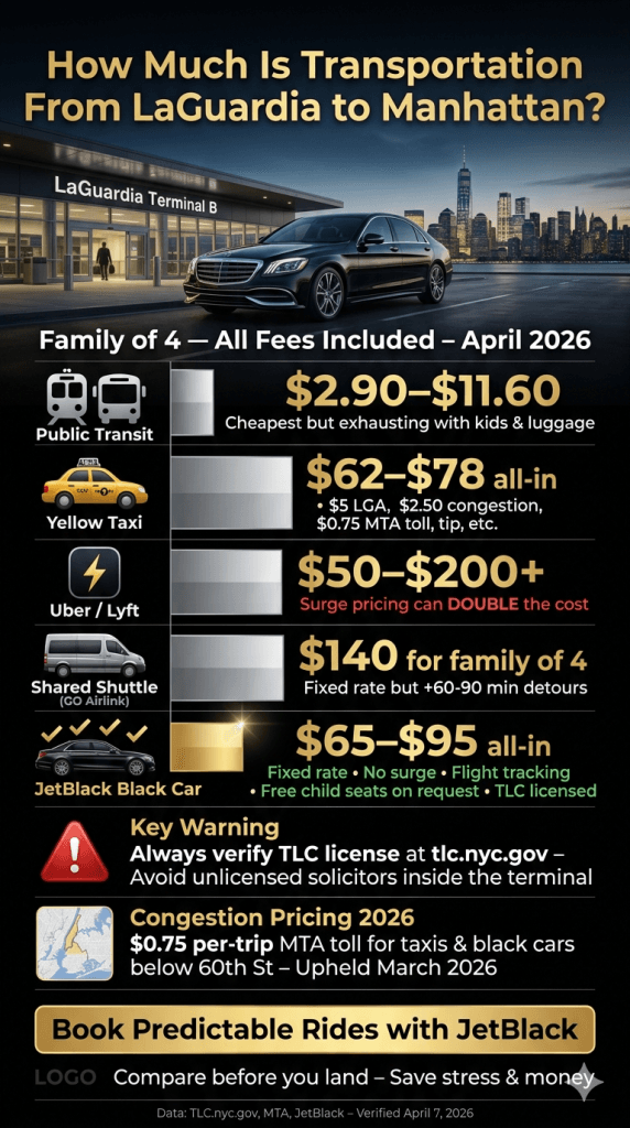 how much is transportation from laguardia to manhattan cost comparison 2026 all options