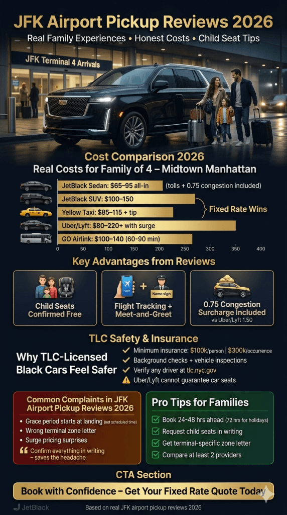 jfk airport pickup reviews 2026 NYC for-hire vehicle landscape comparison black car rideshare taxi subway