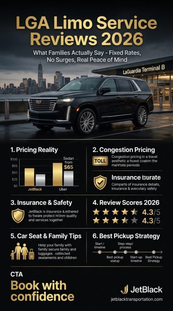 lga limo service reviews 2026 NYC for-hire vehicle comparison infographic black car rideshare taxi