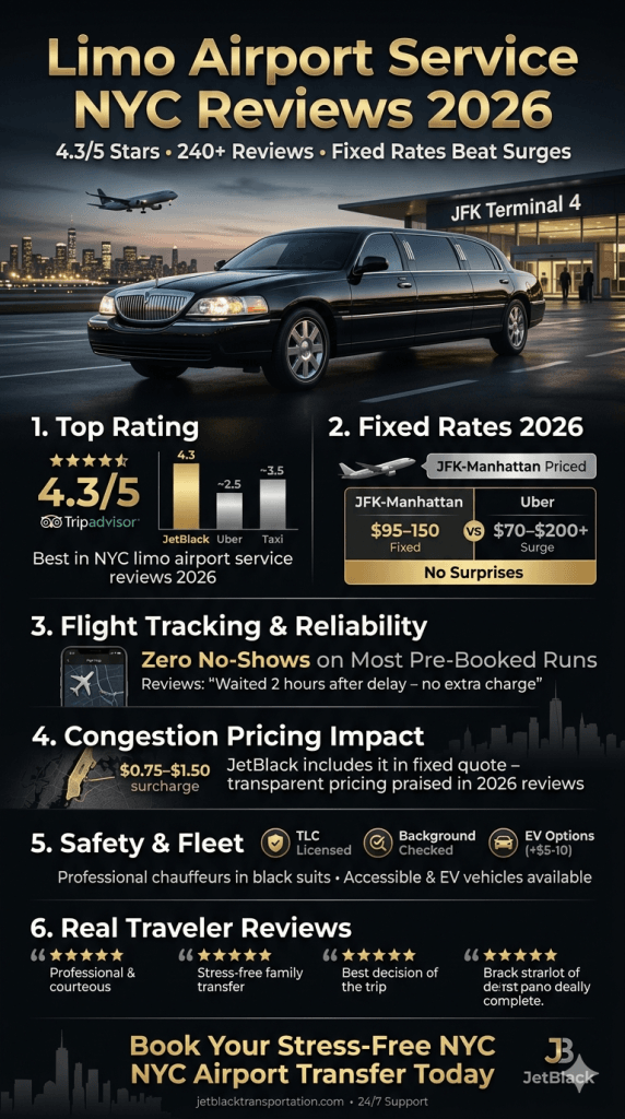limo airport service nyc reviews 2026 congestion pricing impact on JFK LGA EWR transfers