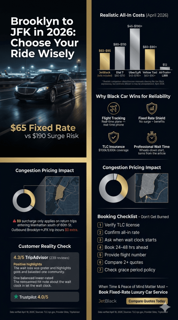 luxury car service to JFK from Brooklyn NYC for-hire vehicle landscape comparison infographic 2026