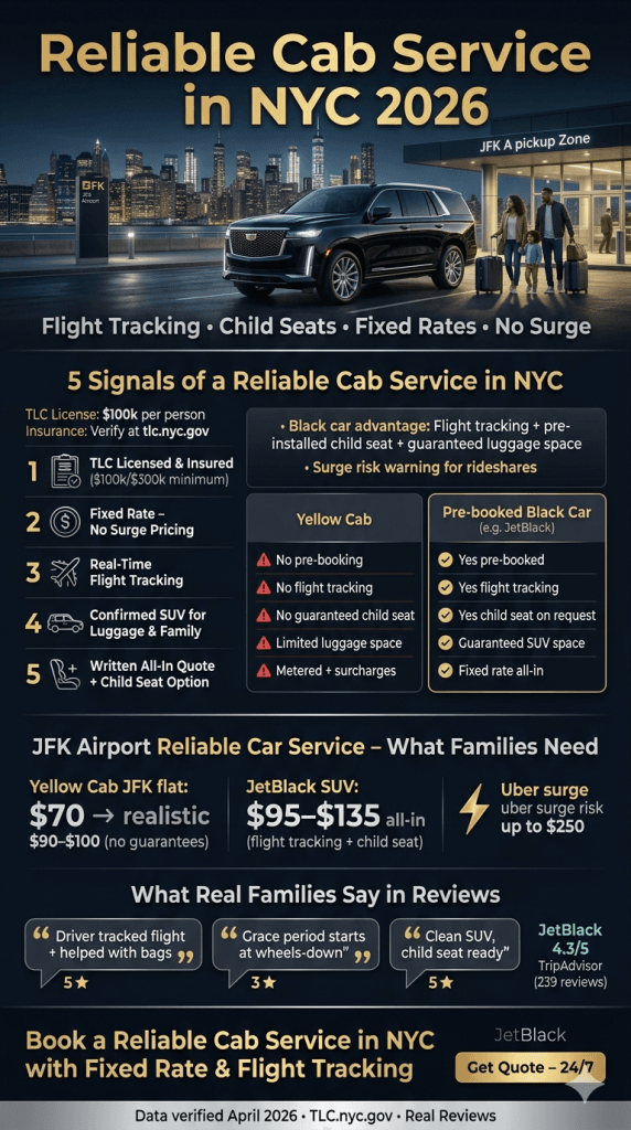 reliable cab service in nyc family with luggage checking booking confirmation on phone