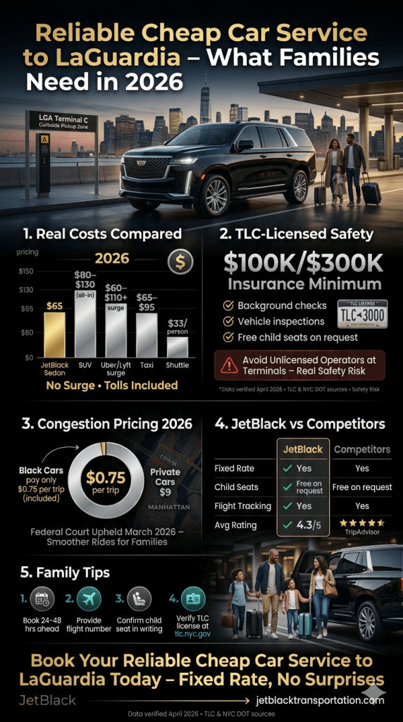 NYC for-hire vehicle comparison black car rideshare yellow taxi LaGuardia airport