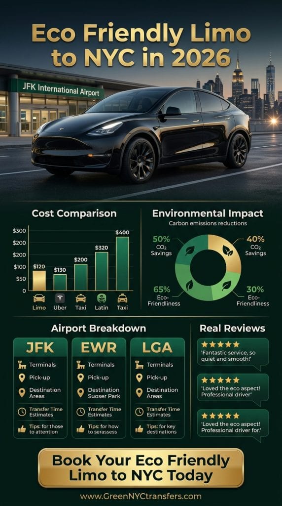 Eco friendly limo to NYC cost and sustainability comparison infographic