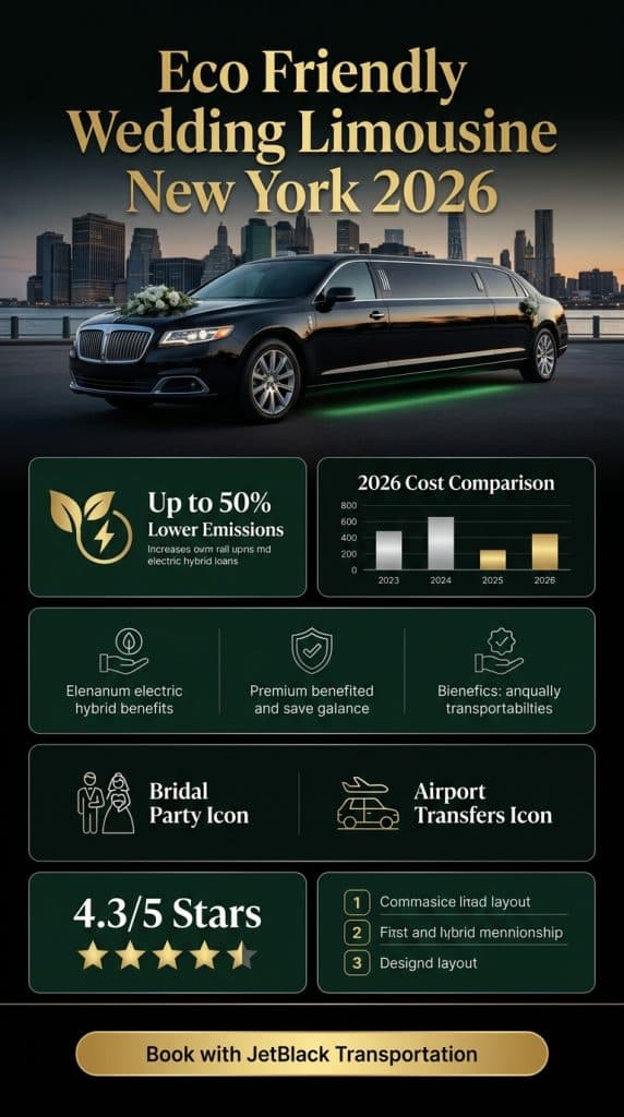 Infographic showing 2026 NYC congestion pricing impacts on eco friendly wedding limousine New York