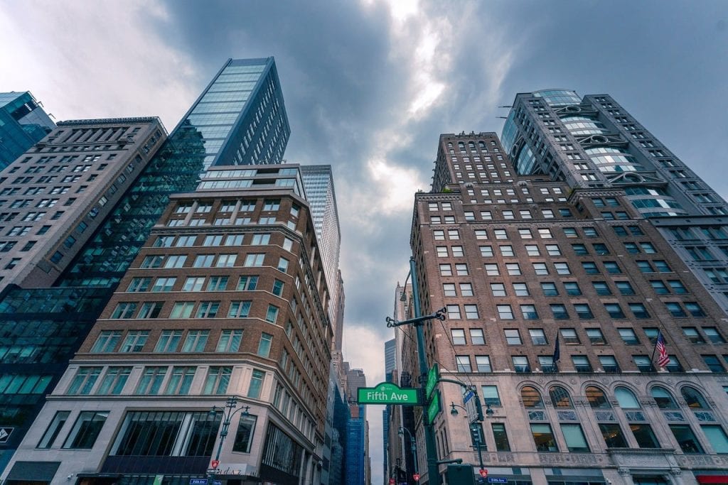 buildings, perspective, nyc, manhattan, newyork, city, america, architecture, skyscraper, street, fifth avenue, building, urban