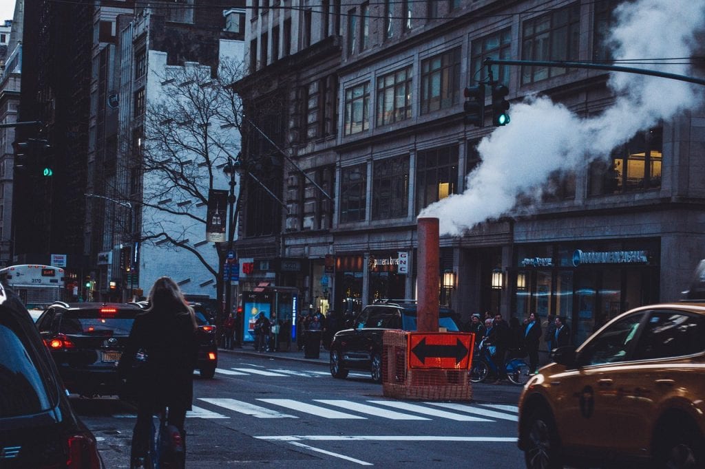 new york, ny, street, city, nyc, manhattan, usa, america, building, urban, downtown, people on street nyc, blue street