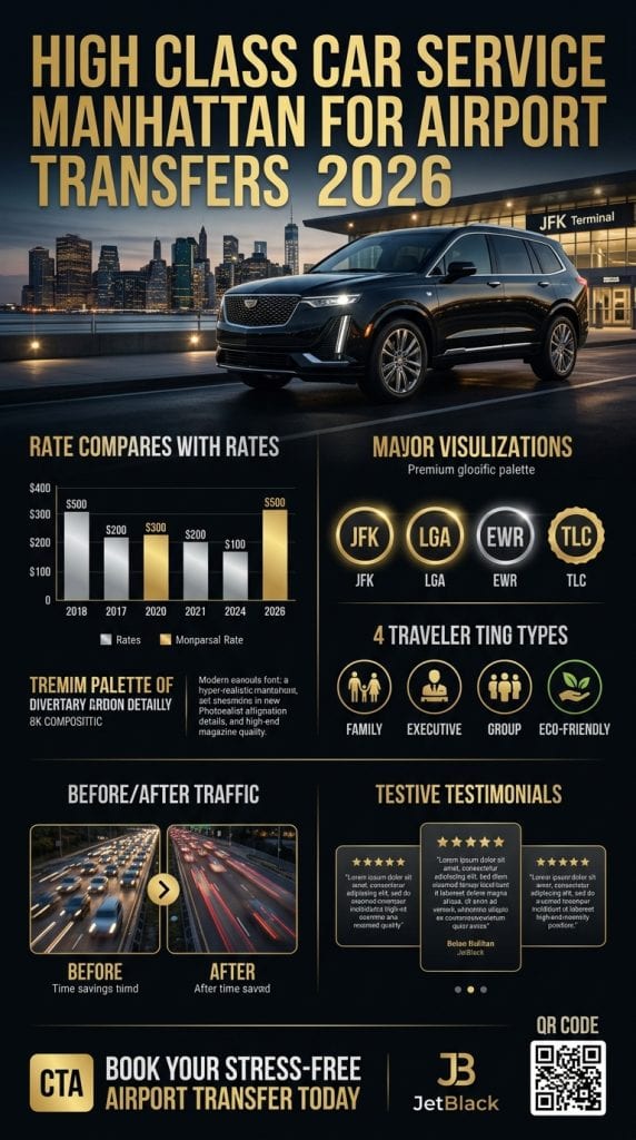 high class car service manhattan for airport transfers High class car service Manhattan for airport transfers pricing and benefits infographic