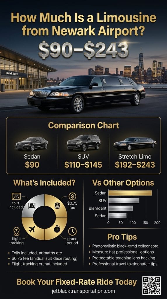 NYC for-hire vehicle landscape infographic comparing black cars yellow taxis rideshares limousines Newark airport