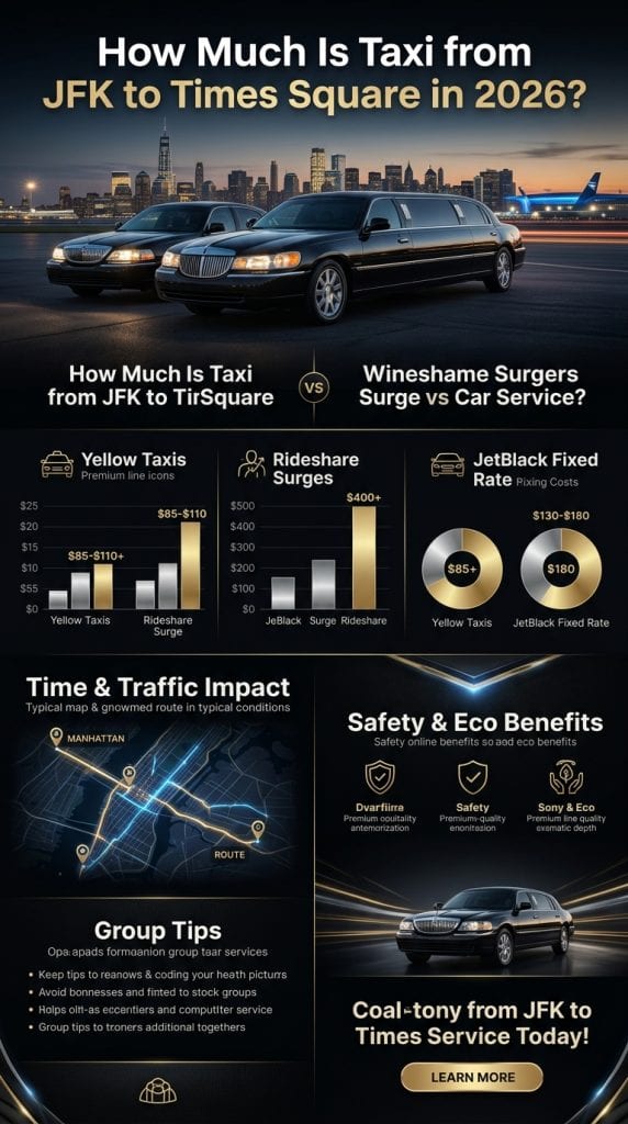  Infographic showing how much is taxi from JFK to Times Square vs fixed-rate black car service