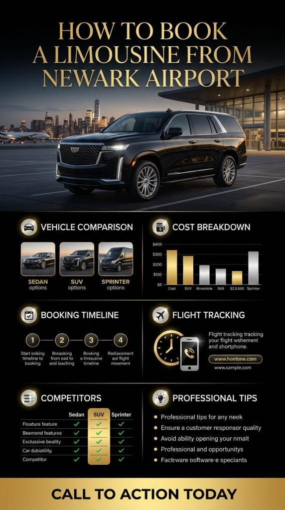 Newark airport limo service comparison infographic black car SUV shuttle taxi 2026