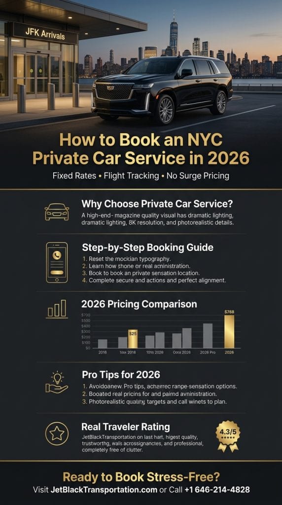 how to book an nyc private car service Visual guide showing how to book an NYC private car service pricing 2026