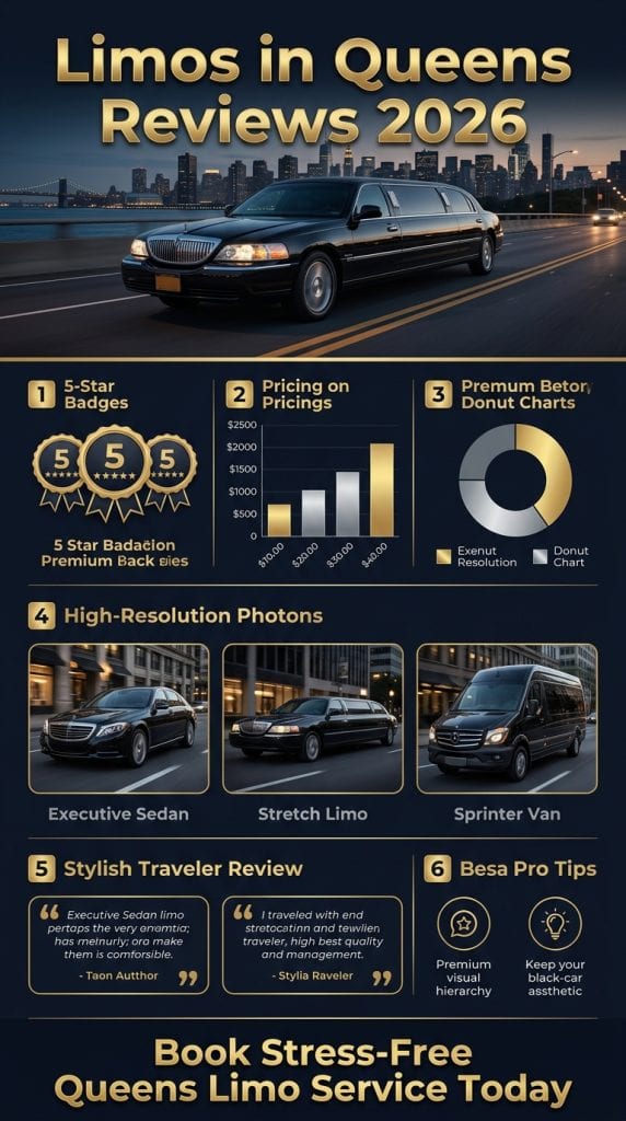 Limos in Queens reviews 2026 infographic with neighborhood pricing and ratings