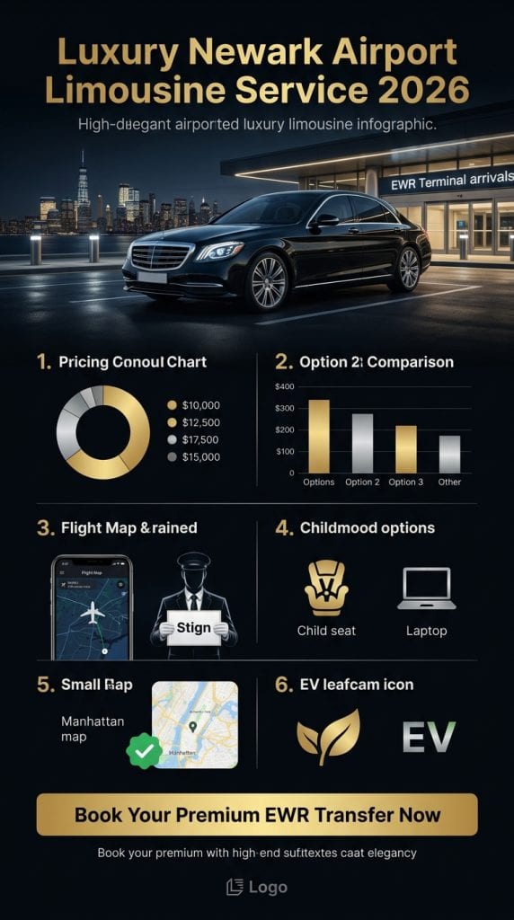 luxury Newark airport limousine service rates and fixed pricing 2026 infographic