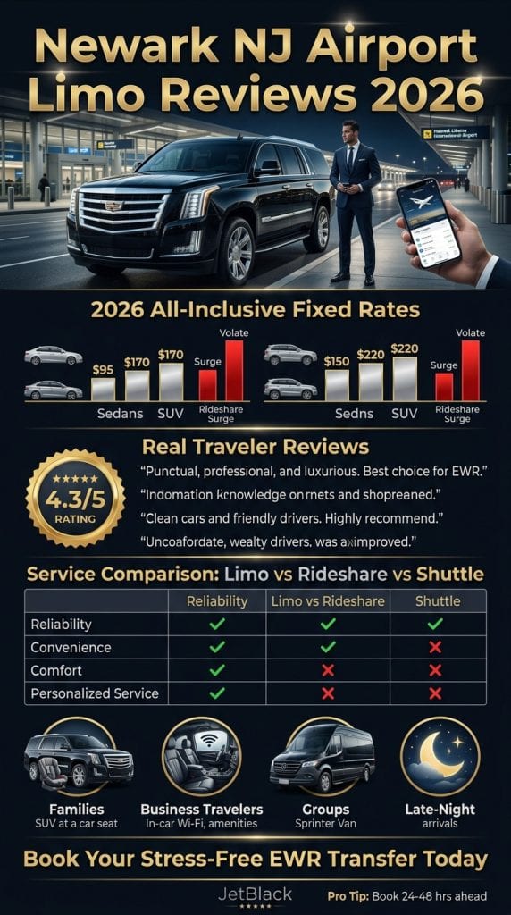  Newark NJ airport limo service 2026 cost breakdown infographic
