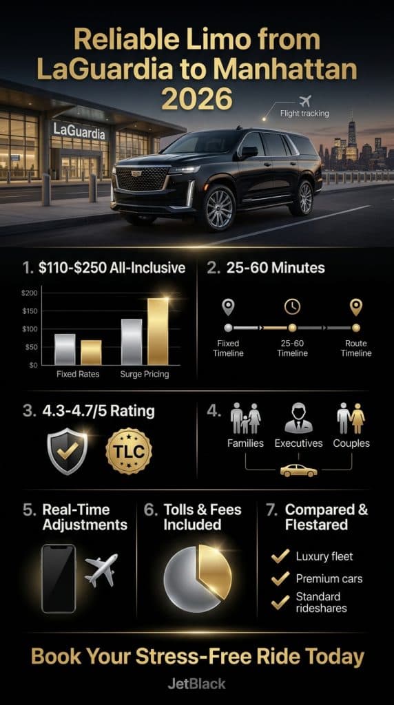 Visual breakdown of costs and savings with reliable limo from LaGuardia to Manhattan