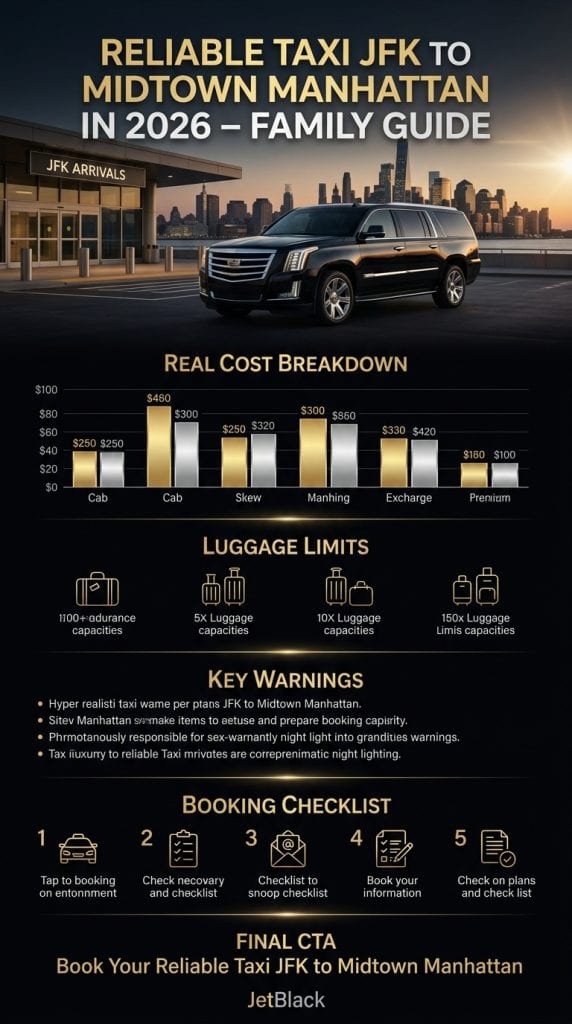 NYC For-Hire Vehicle Landscape Infographic 2026 NYC for-hire vehicle landscape reliable taxi JFK to Midtown Manhattan comparison 2026
