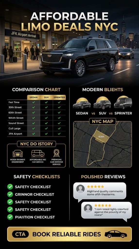 NYC For-Hire Vehicle Landscape Infographic NYC for-hire vehicle landscape comparison — black cars, yellow taxis, rideshares across licensing tier, insurance minimum, surge pricing, and TLC oversight