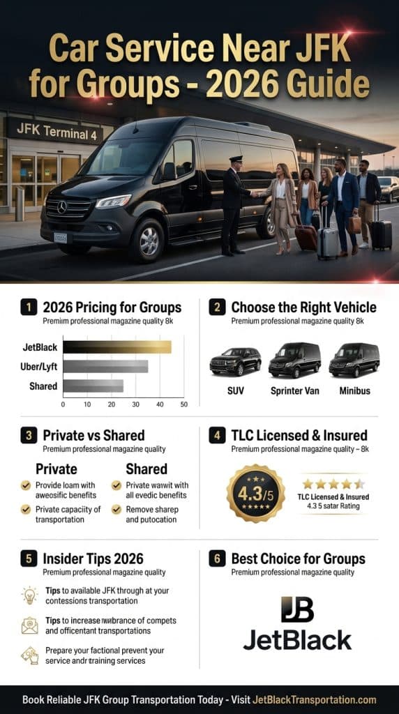 Infographic detailing pricing and options for car service near JFK for groups