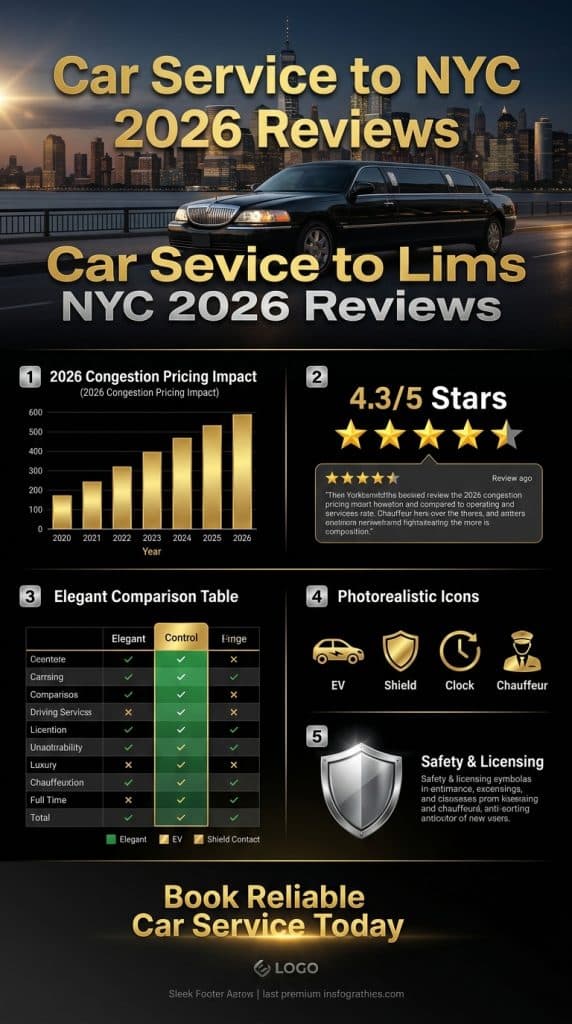 Infographic showing 2026 NYC congestion pricing impacts on car service to new york city reviews 2026