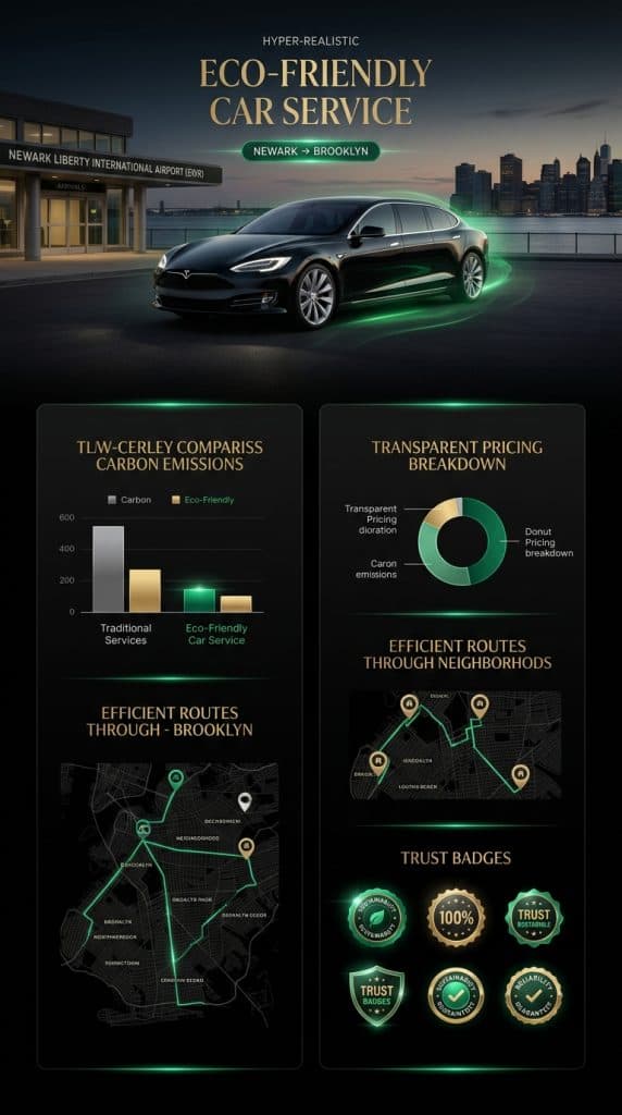 Infographic comparing eco friendly car service from Newark to Brooklyn vs traditional options 2026