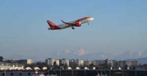 EasyJet taking off from an airport