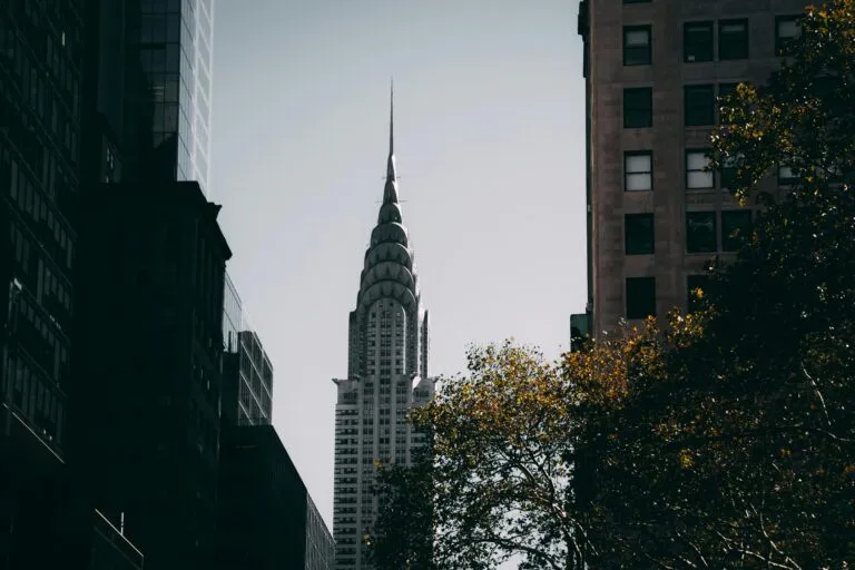 Captivating view of the Chrysler Building amidst New York City's urban landscape.