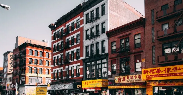 Vibrant Chinatown street scene showcasing historic architecture and bustling urban life.