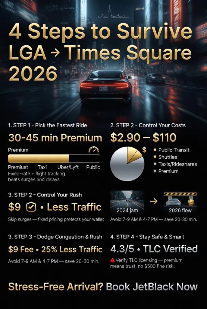 Infographic laguardia to times square transportation tips