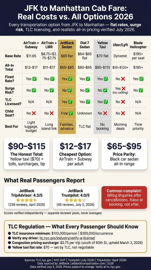 Infographic how much is cab fare from jfk to manhattan