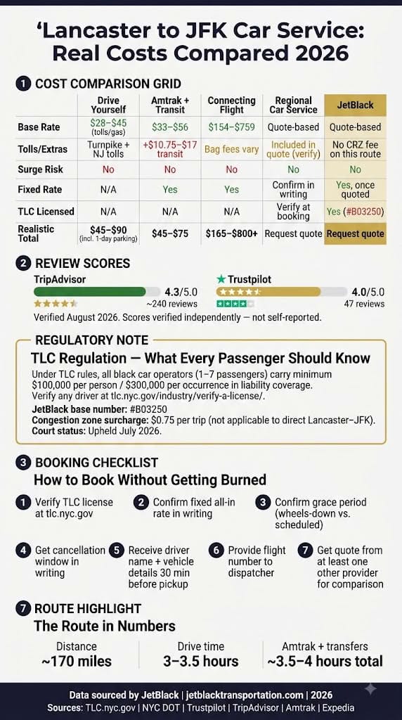 Lancaster to JFK Car Service: 5 Honest Facts for 2026 3 Infographic lancaster to jfk